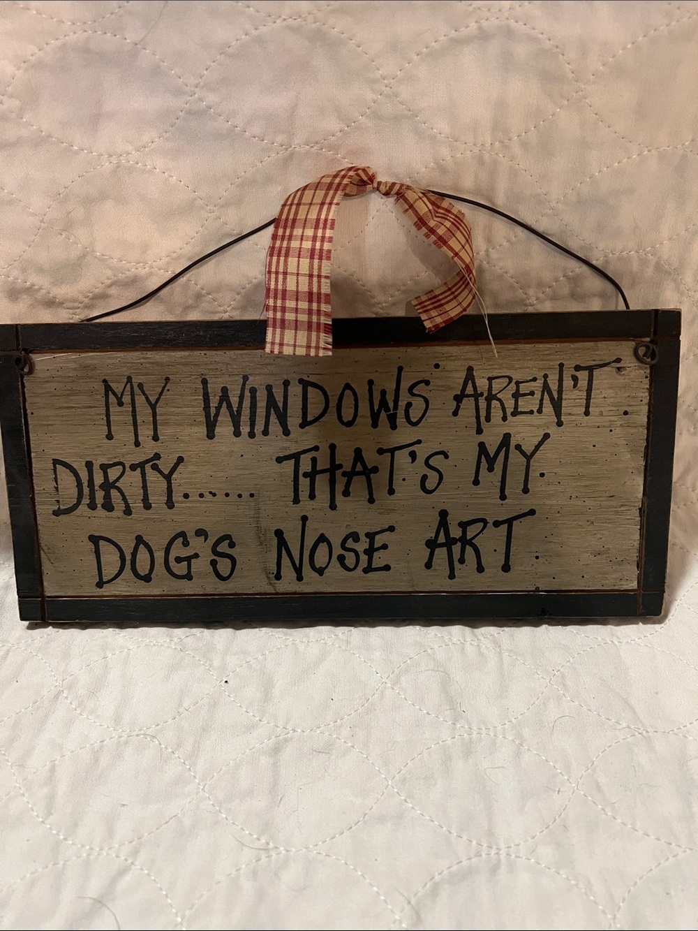 Rustic Dog Nose Art Hanging Sign - Gray & Black